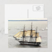 Amerikaanse scheepsbouw in een parade briefkaart (Voorkant / Achterkant)