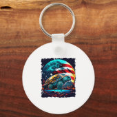 Amerikaanse schildpad onder de maan met Amerikaans Sleutelhanger (Voorkant)