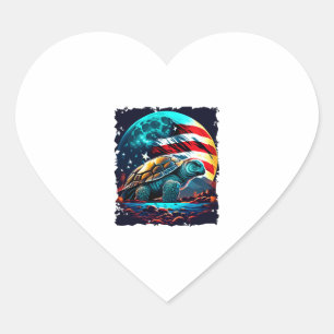Amerikaanse schildpad onder maan met Amerikaanse v Hart Sticker