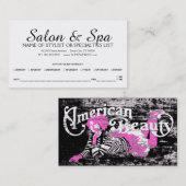 amerikaanse schoonheidswerkster afsprakenkaartje (Voorkant / Achterkant)