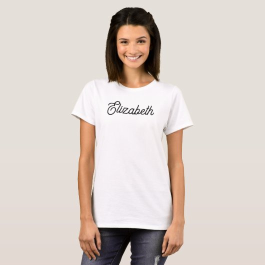 Amerikaanse Script Name Add Text Womens Modern T-shirt (Voorkant volledig)