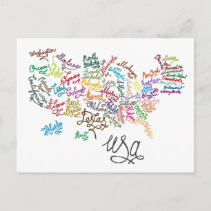 Amerikaanse Script Text Map Briefkaart