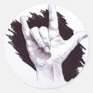 AMERIKAANSE SIGN-TAAL IK HOOP VAN JE RONDE STICKER