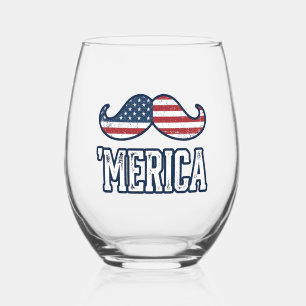 Amerikaanse Snor Patriottische Vector Ontwerp in N Wijnglas Zonder Voet