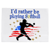 AMERIKAANSE SOFTBALSPELER HOUDT VAN SOFTBALDESIGN GROOT CADEAUZAKJE (Achterkant)