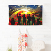 Amerikaanse soldaat Amerikaanse vlag ter ere Spandoek (Insitu)