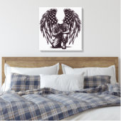 Amerikaanse soldaat engel bidt Amerikaanse vlag ku Canvas Afdruk (Insitu (Slaapkamer))