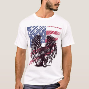 Amerikaanse soldaat engel bidt Amerikaanse vlag ku T-shirt