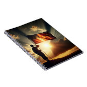 Amerikaanse soldaat groet de vlag notitieboek (Rechterzijde)