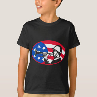 Amerikaanse soldaat met afluisteraars, sterren en t-shirt
