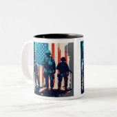 Amerikaanse Soldaten tweetone Mok, 11 oz Tweekleurige Koffiemok (Voorkant links)