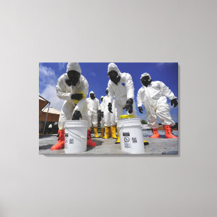 Amerikaanse soldaten van het 457e chemische batalj canvas afdruk