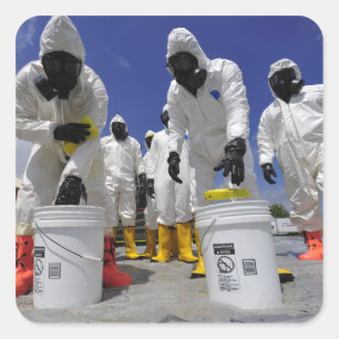 Amerikaanse soldaten van het 457e chemische batalj vierkante sticker