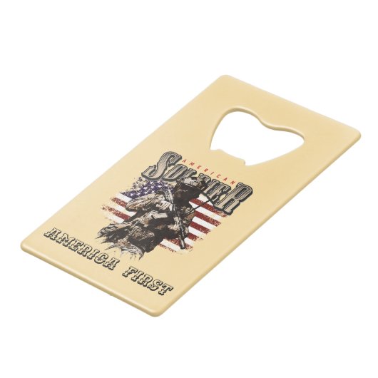 Amerikaanse Solder Design Roestvrij staal Opener Kredietkaart Flessenopener (Voorkant Gekanteld)