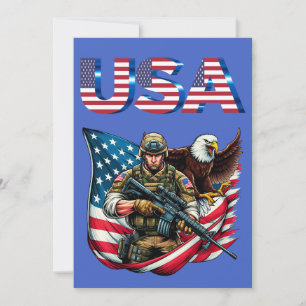 Amerikaanse Soldier Eagle USA Vlag Patriottische K Bedankkaart