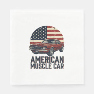 Amerikaanse Spierauto Vintage Vlag Shirt Ontwerp_1 Servet