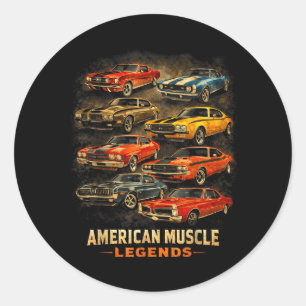 Amerikaanse Spierlegendes Klassieke Retro Garage L Ronde Sticker
