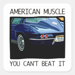 Amerikaanse spierwagen, klassiek en blauw V8 Vierkante Sticker