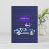 Amerikaanse spierwagen Neon Birthday Bedankkaart (Staand voorkant)