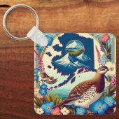 Amerikaanse staat Alaska's vogel- en bloemontwerp Sleutelhanger (Voorkant)