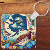 Amerikaanse staat Alaska's vogel- en bloemontwerp Sleutelhanger (Achterkant)