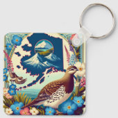 Amerikaanse staat Alaska's vogel- en bloemontwerp Sleutelhanger (Achterkant)