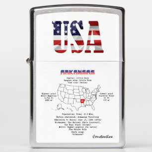 Amerikaanse staat Arkansas op een kaart en nuttige
