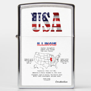 Amerikaanse staat Illinois op een kaart en nuttige