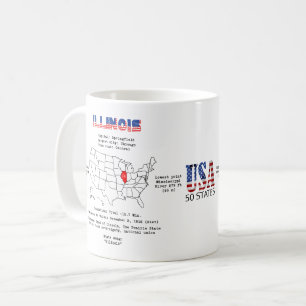 Amerikaanse staat Illinois op een kaart en nuttige Koffiemok