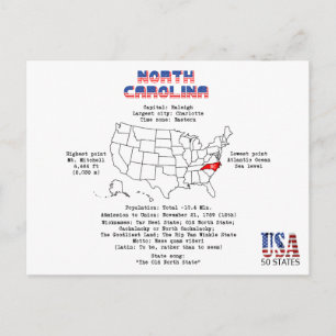 Amerikaanse staat North Carolina op een kaart en d