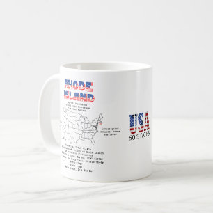 Amerikaanse staat Rhode Island op een kaart en det Koffiemok