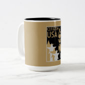 Amerikaanse staatsburgerschap geschenken tweekleurige koffiemok (Voorkant links)