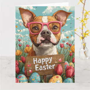 Amerikaanse Staffordshire Easter Eggs Kaart