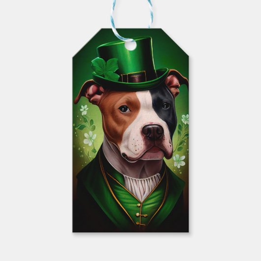 Amerikaanse Staffordshire-hond in St. Patrick's Da Cadeaulabel (Voorkant)