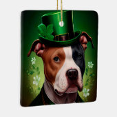 Amerikaanse Staffordshire-hond in St. Patrick's Da Keramisch Ornament (Rechts)