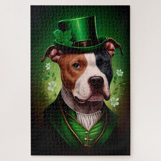 Amerikaanse Staffordshire-hond in St. Patrick's Da Legpuzzel (Verticaal)