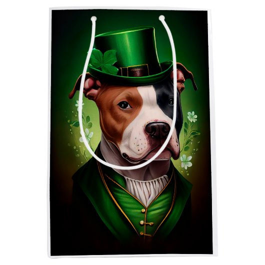 Amerikaanse Staffordshire-hond in St. Patrick's Da Medium Cadeauzakje (Voorkant)