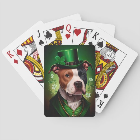 Amerikaanse Staffordshire-hond in St. Patrick's Da Pokerkaarten (Achterkant)
