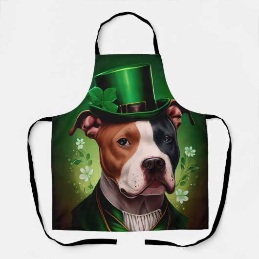 Amerikaanse Staffordshire-hond in St. Patrick's Da Schort (Voorkant)