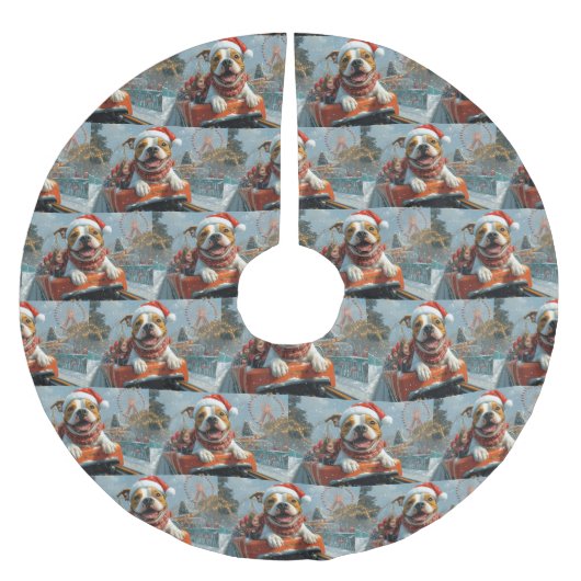 Amerikaanse Staffordshire-hond Kerstmis Kerstboom Rok (Voorkant)