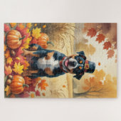 Amerikaanse Staffordshire in herfstbladeren Legpuzzel (Horizontaal)