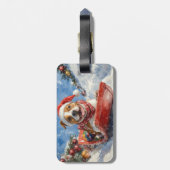 Amerikaanse Staffordshire in Sledge Christmas Bagagelabel (Achterkant verticaal)