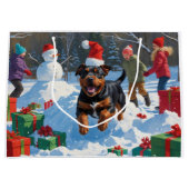 Amerikaanse Staffordshire Kerstfeest Sneeuw Groot Cadeauzakje (Voorkant)