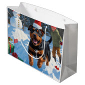 Amerikaanse Staffordshire Kerstfeest Sneeuw Groot Cadeauzakje (Achterkant Gekanteld)