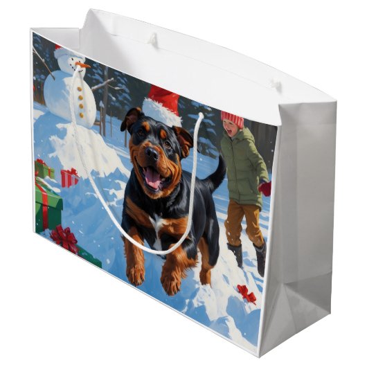 Amerikaanse Staffordshire Kerstfeest Sneeuw Groot Cadeauzakje (Achterkant Gekanteld)