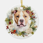 Amerikaanse Staffordshire Kerstkrans feestelijk Keramisch Ornament (Voorkant)