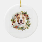 Amerikaanse Staffordshire Kerstkrans feestelijk Keramisch Ornament (Achterkant)