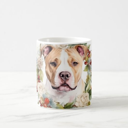 Amerikaanse Staffordshire Kerstkrans feestelijk Koffiemok (Center)