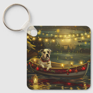 Amerikaanse Staffordshire Kerstmis Festivale Reis Sleutelhanger