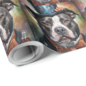 Amerikaanse Staffordshire nieuwjaarskaart Cadeaupapier (Rol Hoek)